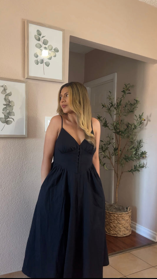 Corset black maxi dress