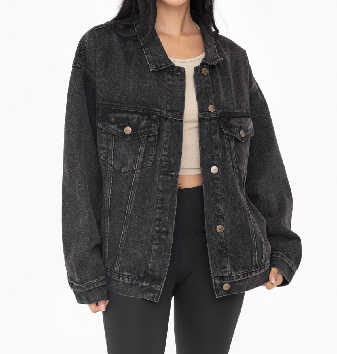 Charcoal denim jacket best sale