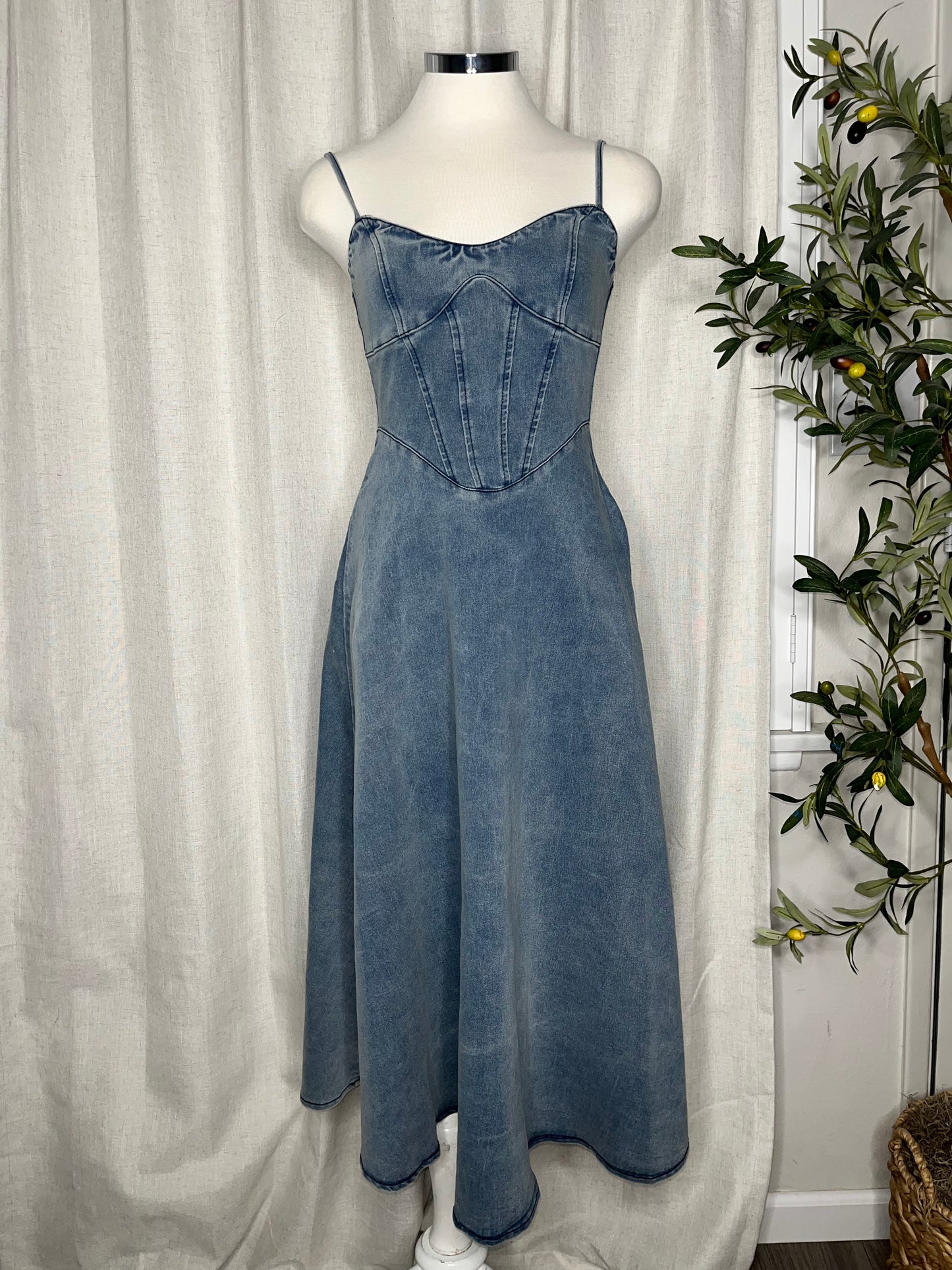 Denim midi dress