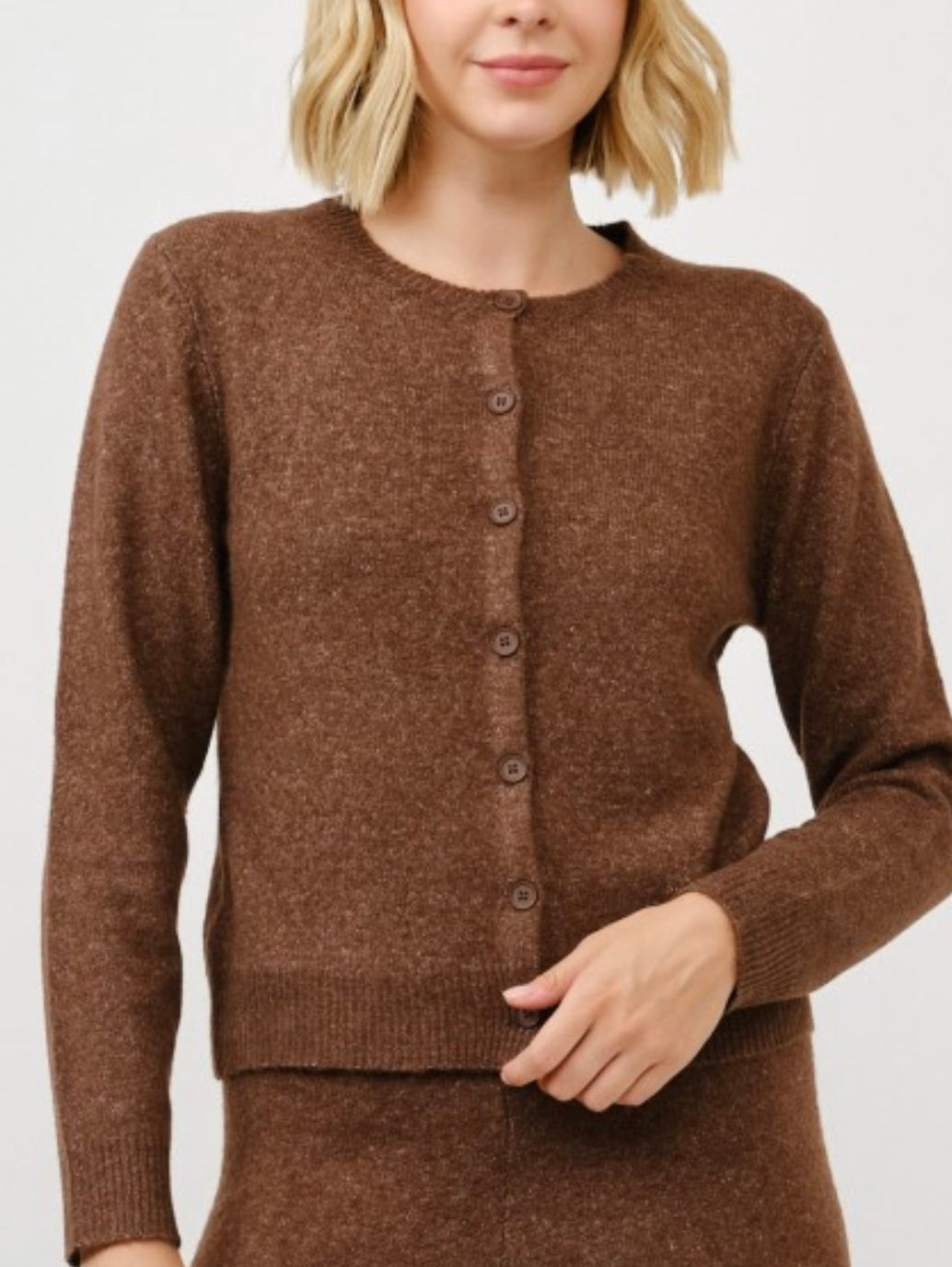 Solene brown cardigan (ships Friday)