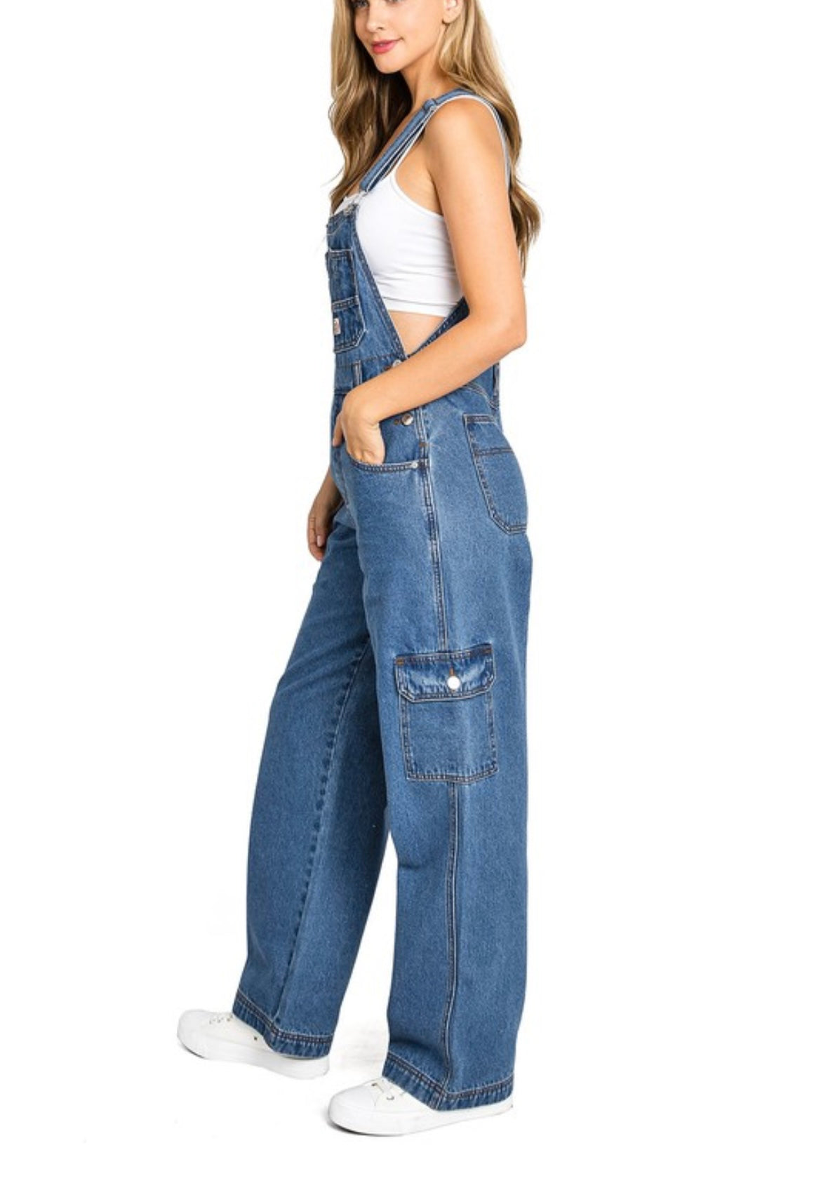 Fall transition denim overalls